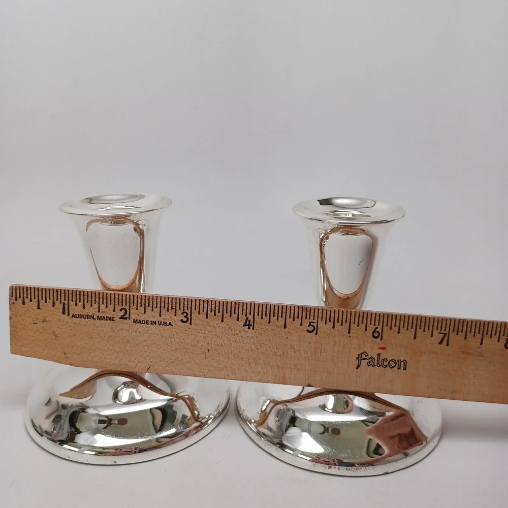 Vintage Silver Tone Weighted Trumpet Candlestick Holders Set of 2 Classic Decor